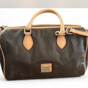 Dooney & Bourke Dark Brown Satchel with Tan Accents